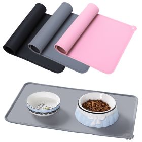 Silicone Dog Cat Bowl Mat Non-Stick Pet Fountain Tray Waterproof Food Pad Puppy Dogs Feeding Drinking Mat Easy Washing Placemat - Pink