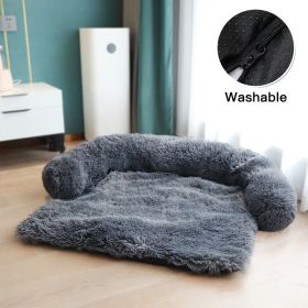 Pet Sofa; Warm Plush Pet Cushion For Indoor Dogs & Cats; Dog Blanket; Washable Pet Bed - Dark Grey - M