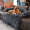 Pet Sofa; Warm Plush Pet Cushion For Indoor Dogs & Cats; Dog Blanket; Washable Pet Bed - Dark Grey - M