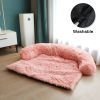 Pet Sofa; Warm Plush Pet Cushion For Indoor Dogs & Cats; Dog Blanket; Washable Pet Bed - Pink - S