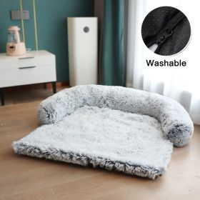 Pet Sofa; Warm Plush Pet Cushion For Indoor Dogs & Cats; Dog Blanket; Washable Pet Bed - Light Grey - L