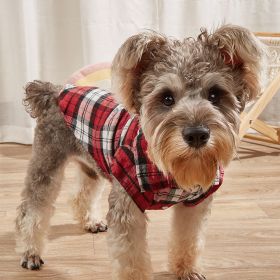 Pet Plaid Shirt For Small & Medium Dogs; Classic Dog Shirt Dog Polo T-Shirt; Pet Apparel - Red - M