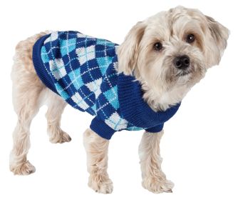 Argyle Style Ribbed Fashion Pet Sweater - X-Small