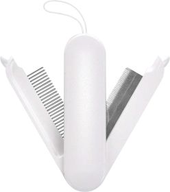 Pet Life 'JOYNE' Multi-Functional 2-in-1 Swivel Travel Grooming Comb and Deshedder - White