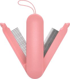 Pet Life 'JOYNE' Multi-Functional 2-in-1 Swivel Travel Grooming Comb and Deshedder - Pink