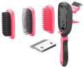 Pet Life 'Conversion' 5-in-1 Interchangeable Dematting and Deshedding Bristle Pin and Massage Grooming Pet Comb - Pink