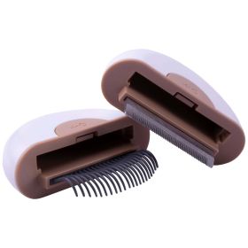 Pet Life 'LYNX' 2-in-1 Travel Connecting Grooming Pet Comb and Deshedder - Brown - Large