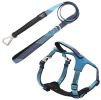 Pet Life 'Geo-prene' 2-in-1 Shock Absorbing Neoprene Padded Reflective Dog Leash and Harness - Blue - Large