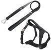 Pet Life 'Geo-prene' 2-in-1 Shock Absorbing Neoprene Padded Reflective Dog Leash and Harness - Black - Small