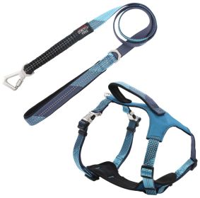 Pet Life 'Geo-prene' 2-in-1 Shock Absorbing Neoprene Padded Reflective Dog Leash and Harness - Blue - Small