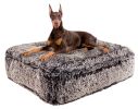 Frosted Willow Luxury Extra Plush Faux Fur Rectangle Bed- Pet Dog Bed - Large - l-46"x35"