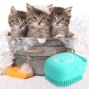 Pet Dog Shampoo Massager Brush Cat Massage Comb Grooming Scrubber Shower Brush For Bathing Short Hair Soft Silicone Brushes - Blue