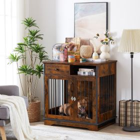 Dog crates;  indoor pet crate end tables;  decorative wooden kennels with removable trays.