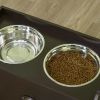 Elevated Dog Bowls Stand with 2 Stainless Steel Bowls - Brown - Pet Supplies